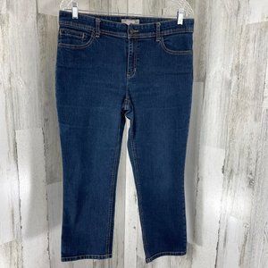Chico’s Women's Dark Wash Crop Mid Rises Denim Blue‎ Jeans Sz 1